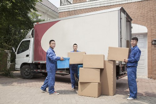 Moving truck parked on a London street ready for a home move