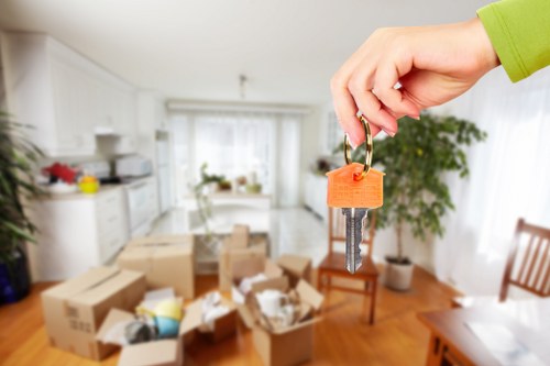 House removals team preparing to move furniture in London