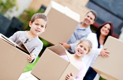 Packed boxes and household items prepared for transport