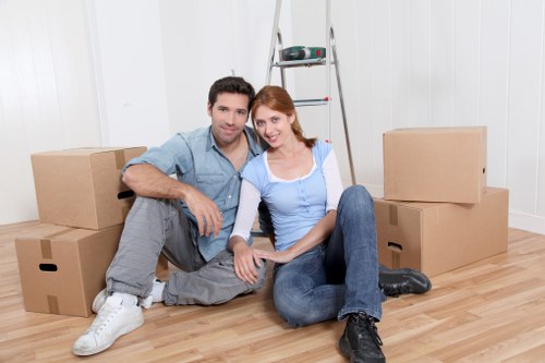 Removal van assisting with a flat move in London