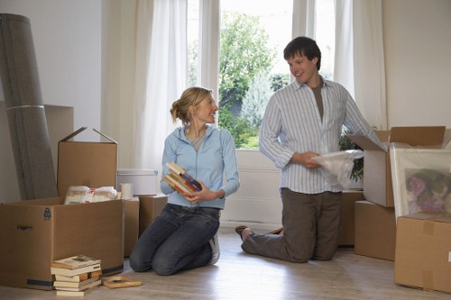 Boxes and household items prepared for transport in London
