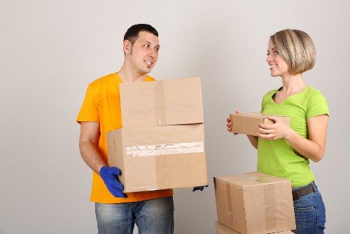 Packing boxes and furniture ready for a London house or flat removal