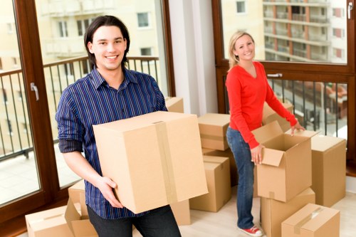 Boxes and household items prepared for transport in London